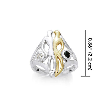 Venus and Mars with Gems Silver and Gold Ring MRI555 - Jewelry